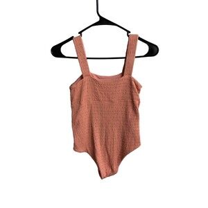 Jacks Swimwear Girls S Peach lined One Piece Swimsuit Smocked Stretchy